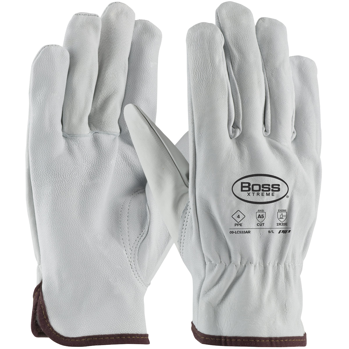PIP 09-LC533AR Boss Xtreme AR Top Grain Goatskin Leather Drivers with Para-Aramid Lining Keystone Thumb Safety Glove (One Dozen)