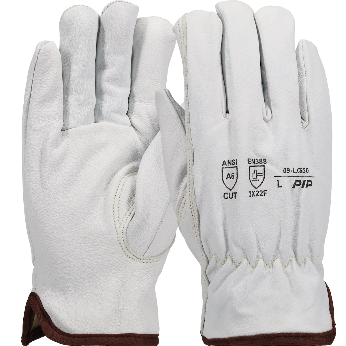 PIP 09-LC650 Premium Top Grain Goatskin Leather Drivers Glove with A6 Aramid Blend Lining - Keystone