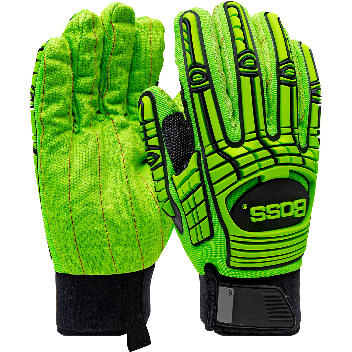 Boss 120-MP2101W Cotton Palm and Spandex Back with TPR Impact Protection Waterproof Safety Glove (1 Pair)