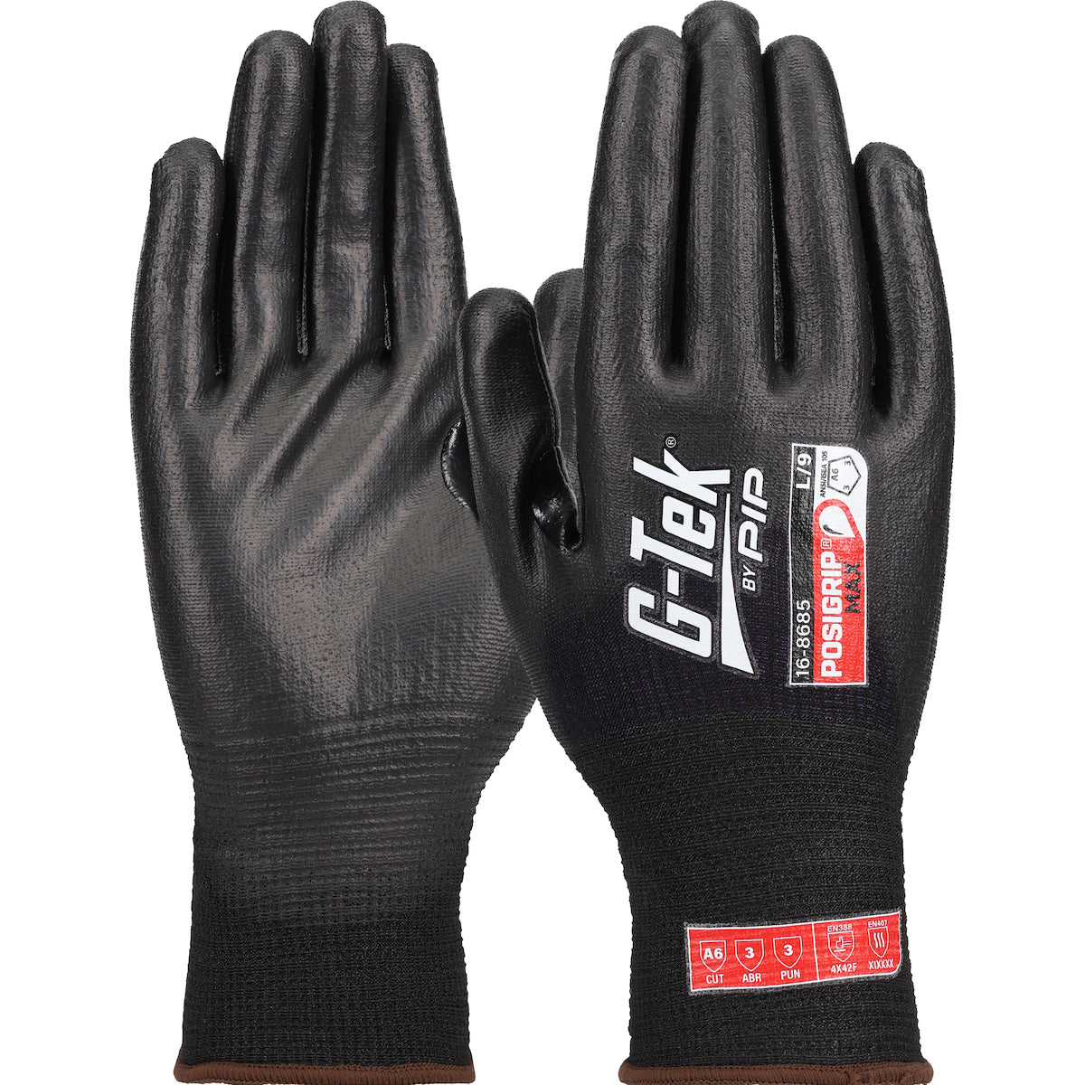 G-Tek 16-8685 Seamless Knit PolyKor® Blended Glove with PosiGrip MAX™ Coating on Palm, Fingers & Knu