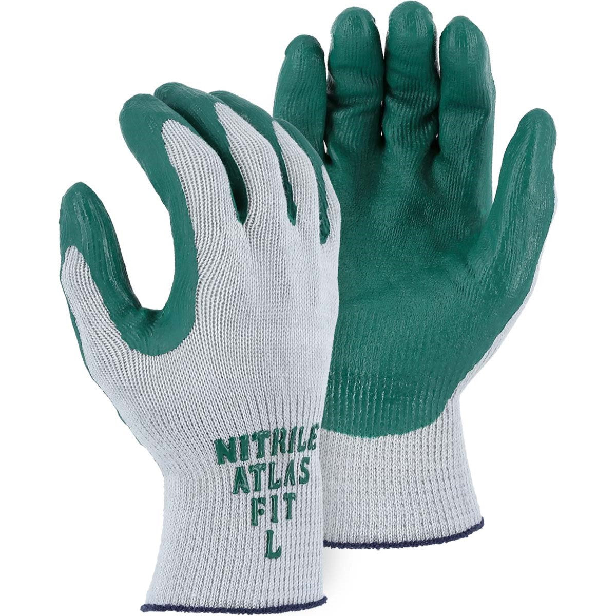 Majestic 3230 Atlas Green Nitrile Coated Glove on Seamless Knit Liner (One Dozen)