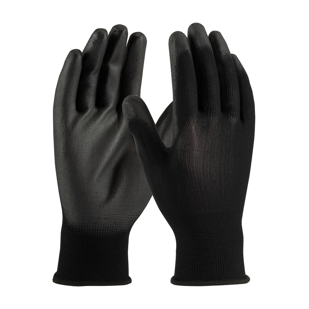 PIP 33-B115 Seamless Knit Polyester with Polyurethane Coated Flat Grip on Palm and Fingers Safety Glove(One Dozen)
