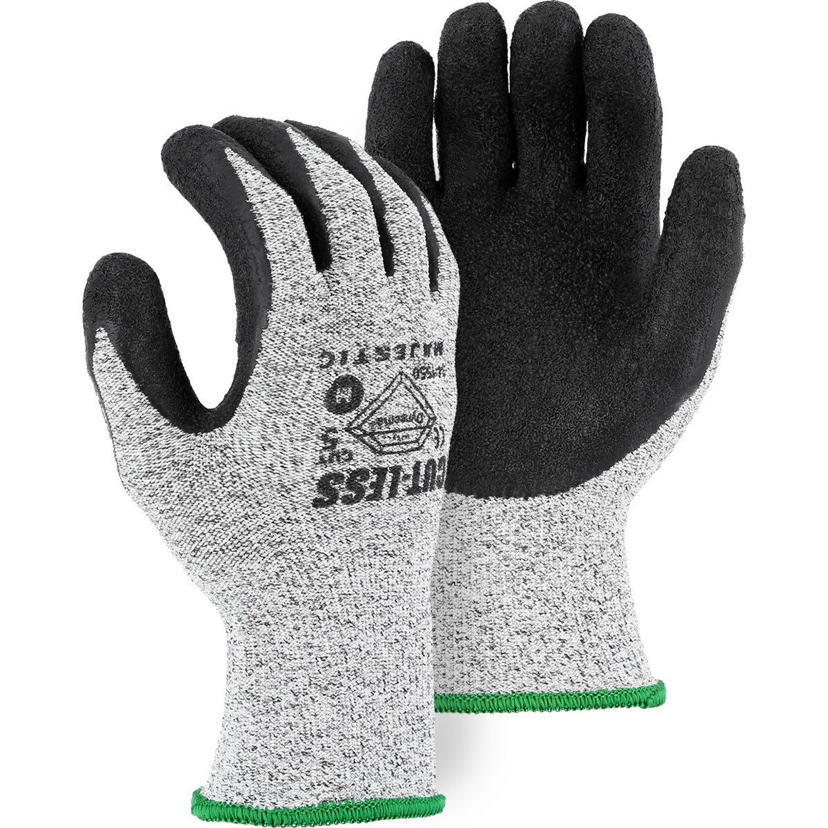 Majestic 34-1550 Cut-Less Dyneema Glove with Crinkle Latex Palm, 10g, ANSI A3 (One Dozen)