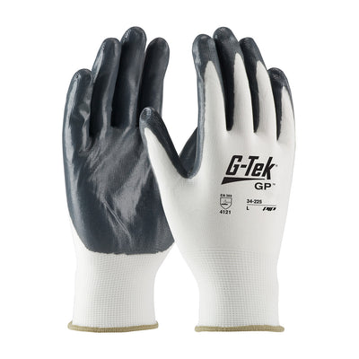 G-Tek 34-225 Economy Seamless Knit Nylon with Solid Nitrile Coated Smooth Grip on Palm and Fingers Glove (One Dozen)