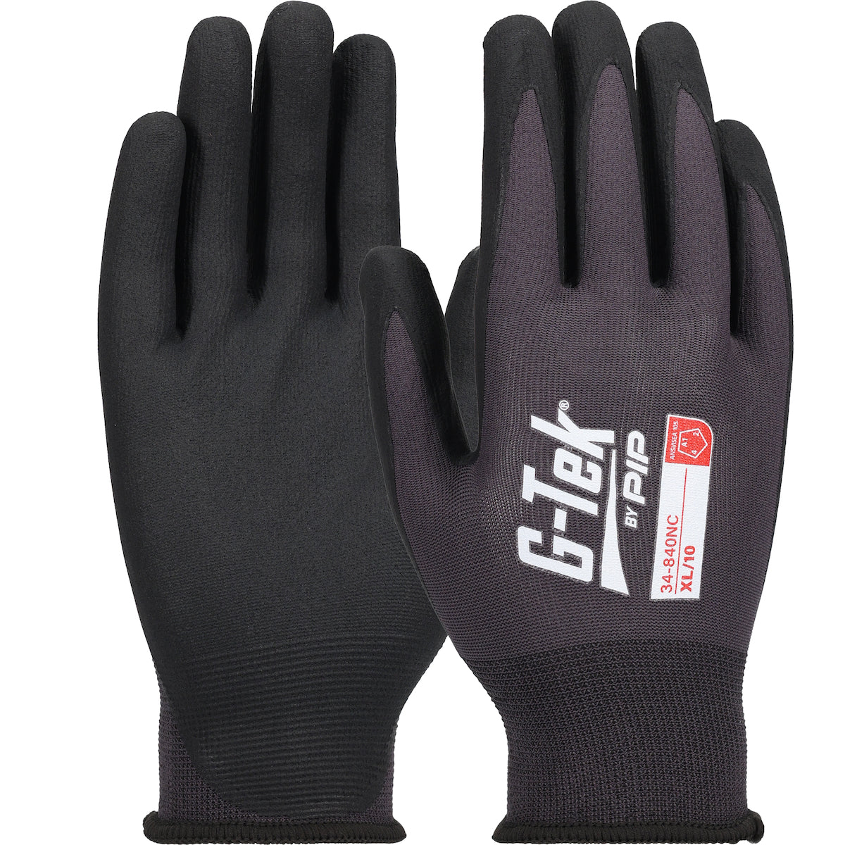 G-Tek 34-840NC Premium Seamless Knit Nylon/Spandex Short Cuff Glove with Foam Nitrile Coating on Pal