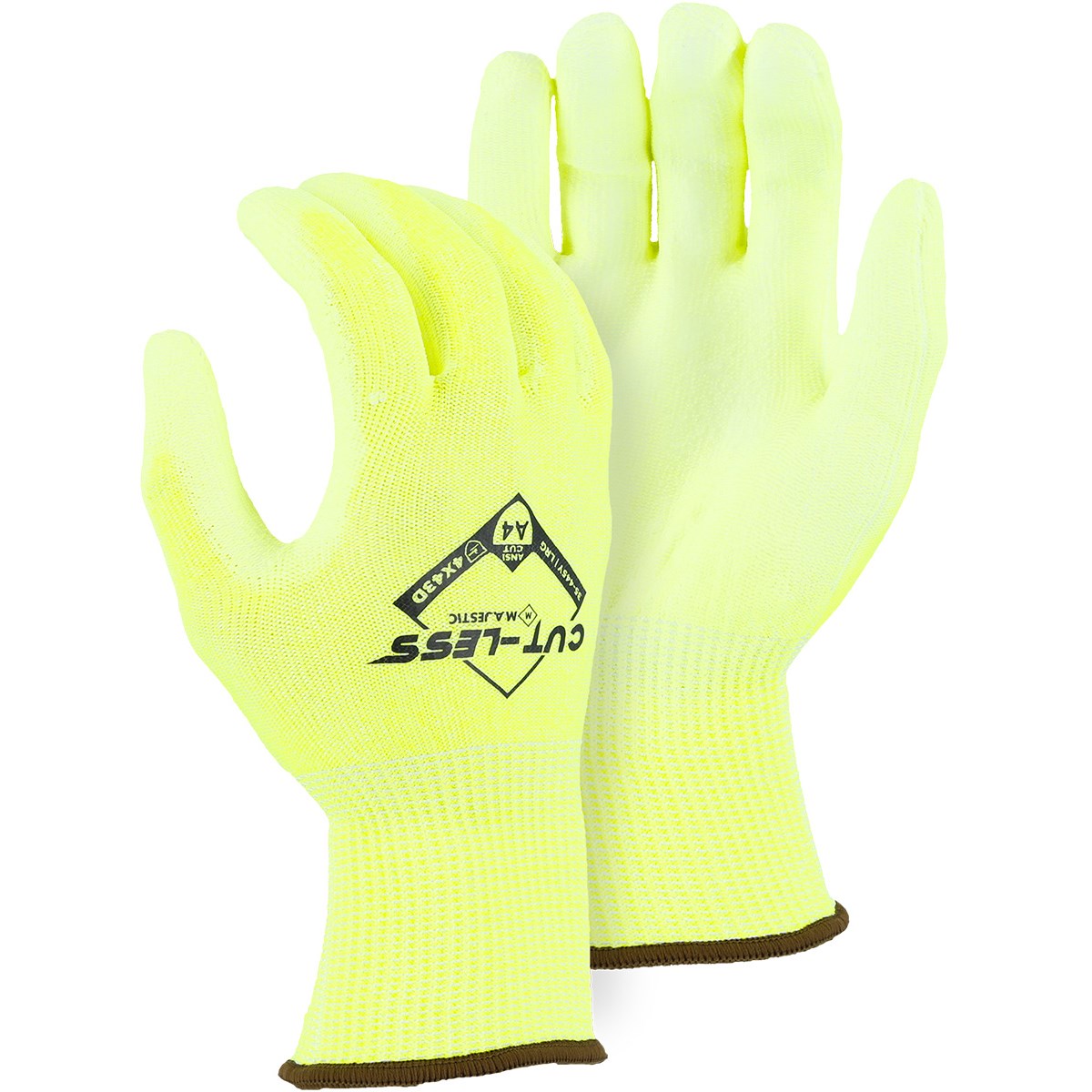 Majestic 35-445Y Cut-Less Korplex Glove with Polyurethane Palm, 13g, ANSI A4 (One Dozen)