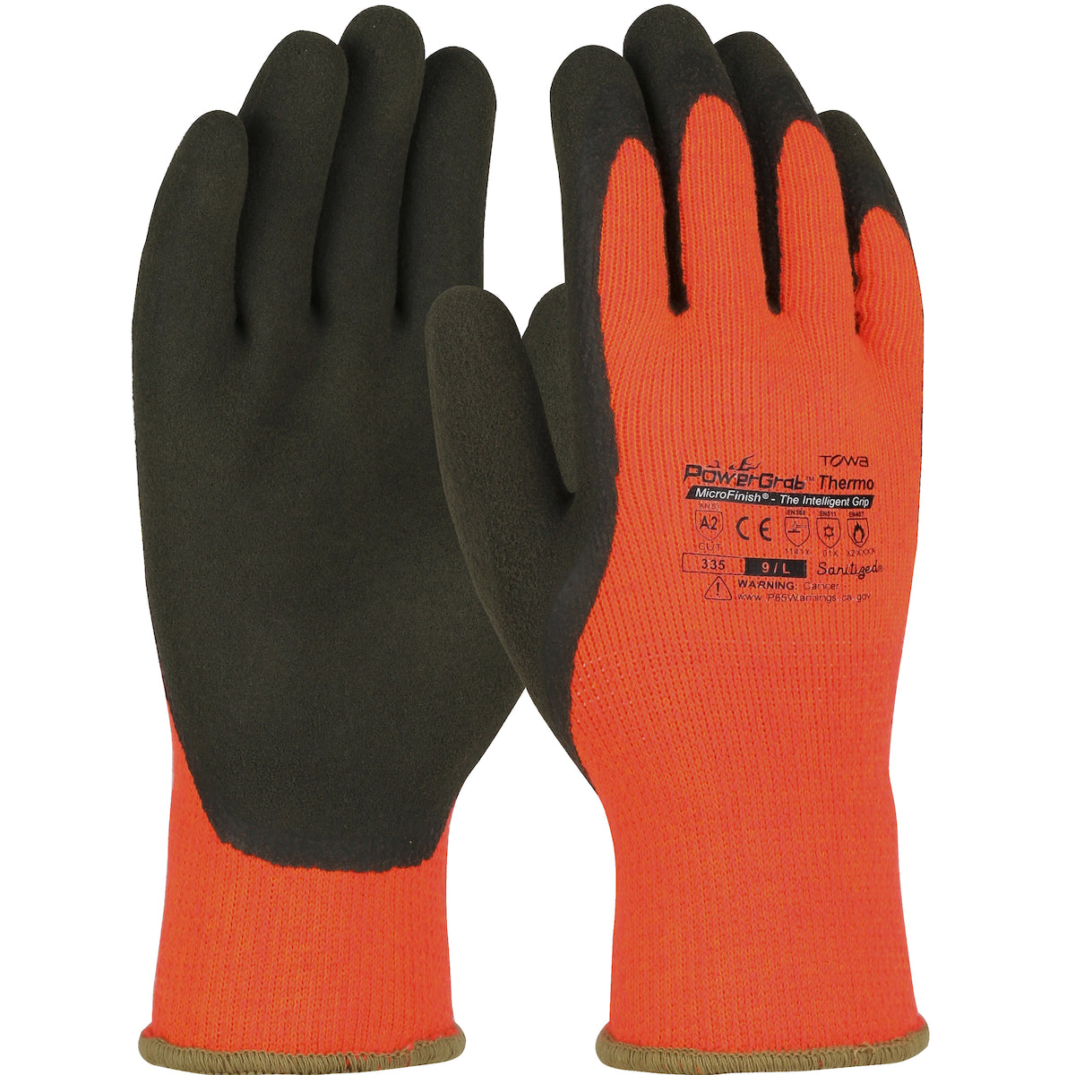 Towa 41-1400 Hi-Vis Seamless Knit Acrylic Terry Glove with Latex MicroFinish Grip on Palm & Fingers