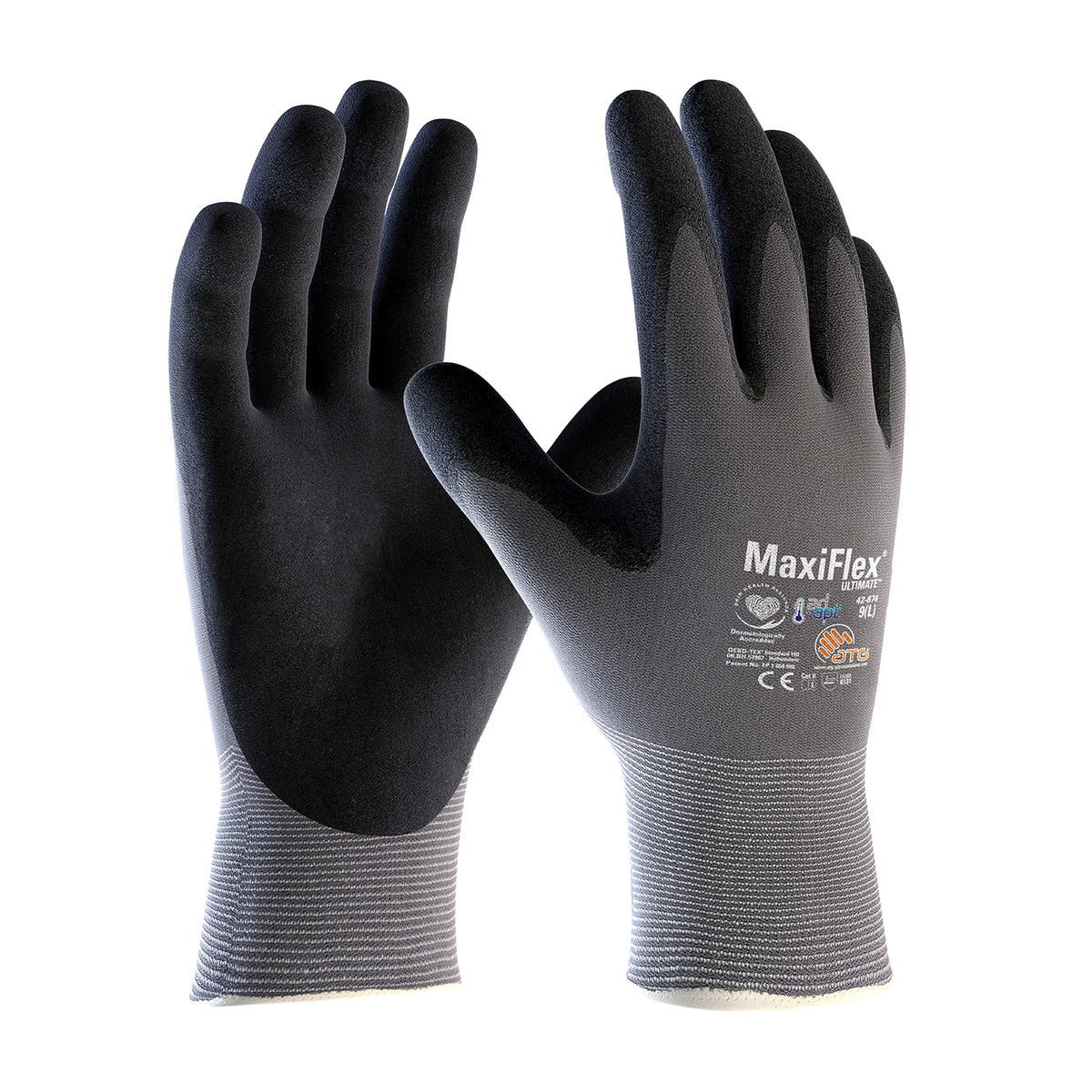 ATG 42-874 Seamless Knit Nylon/Elastane Glove with Nitrile Coated MicroFoam Grip on Palm & Fingers a