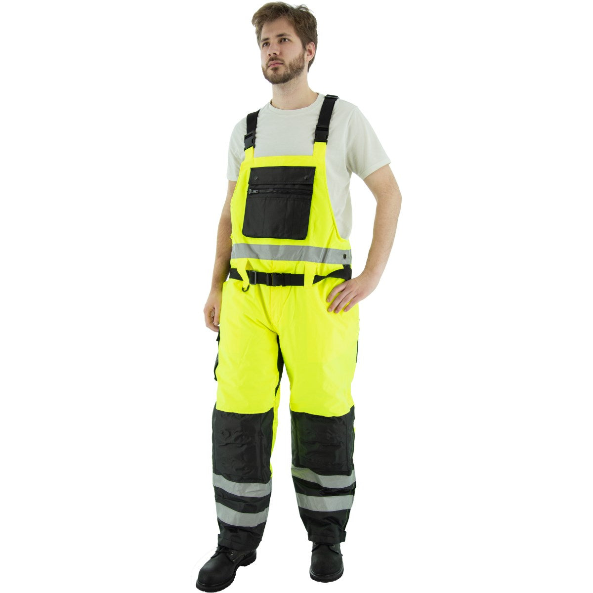 Majestic 75-2357 High Visibility Waterproof Bib Overall with Quilted Insulation, ANSI E
