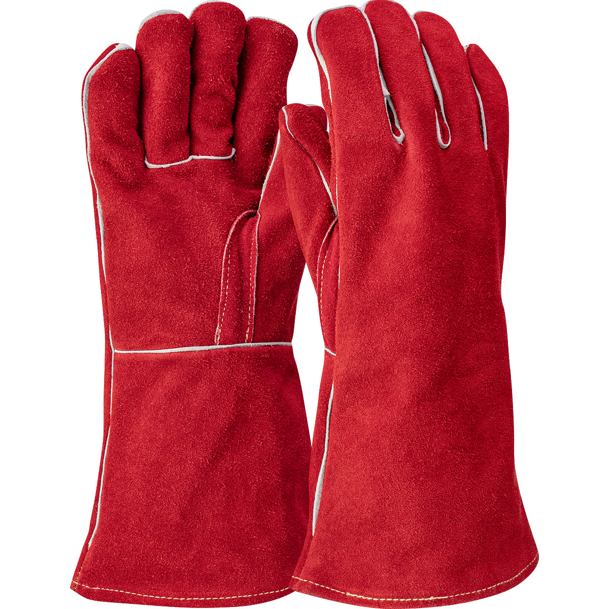West Chester 9400 Ironcat Select Shoulder Split Cowhide Leather Welder's Glove with Cotton Liner and Kevlar Stitching Red (One Dozen)