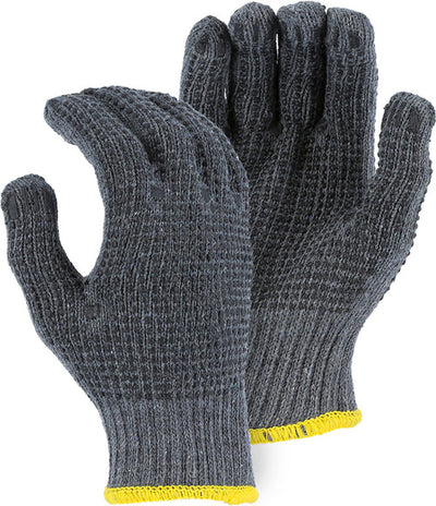 Majestic 3829G Heavyweight Cotton/Poly String Knit Glove with PVC Dots Gray (One Dozen)