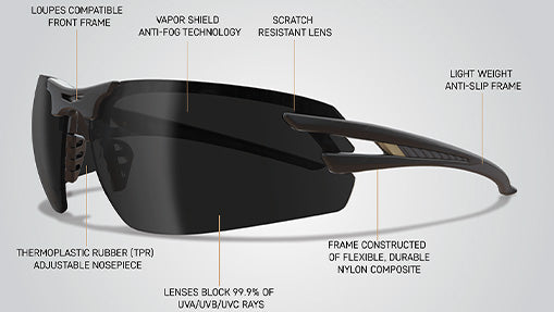 Edge Eyewear Salita SL116VS Black Frame Color, Smoke Vapor Shield Lens Safety Glasses