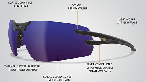 Edge Eyewear Salita SL118 Black Frame Color, Blue Mirror Lens Safety Glasses