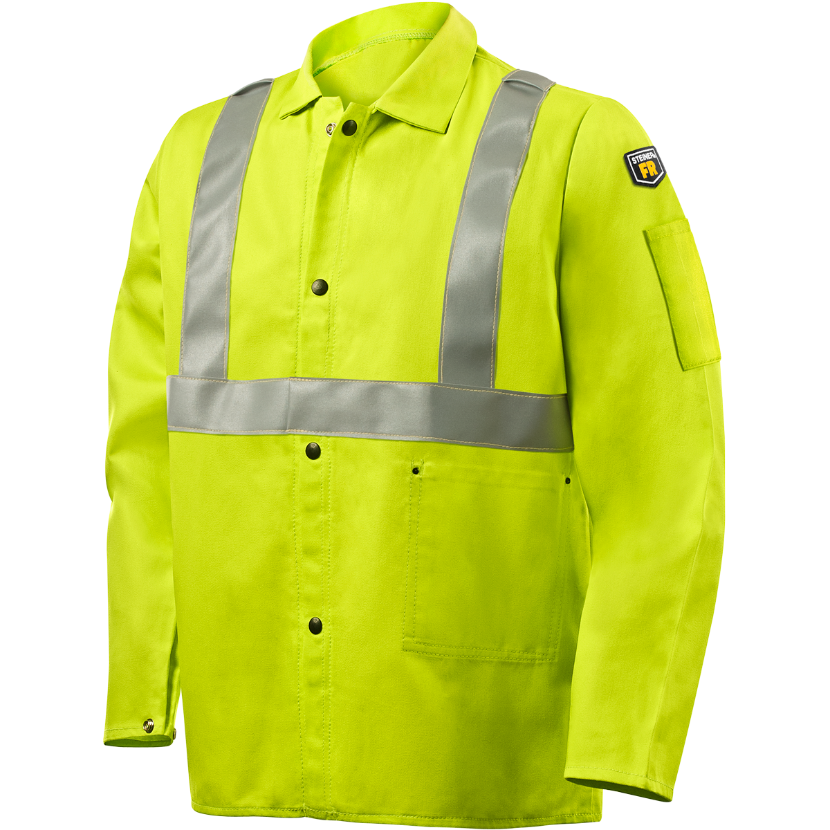 Steiner 1070RS 9 oz FR Cotton Jacket - 30" Lime Green With FR Silver Reflective Stripes