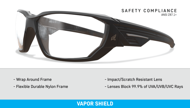 Edge Eyewear Dawnson XD411VS Matte Black Frame/Clear Vapor Shield Lens Safety Glasses