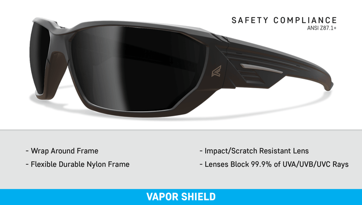 Edge Eyewear Dawson XD416VS Matte Black Frame/Smoke Vapor Shield Lens Safety Glasses