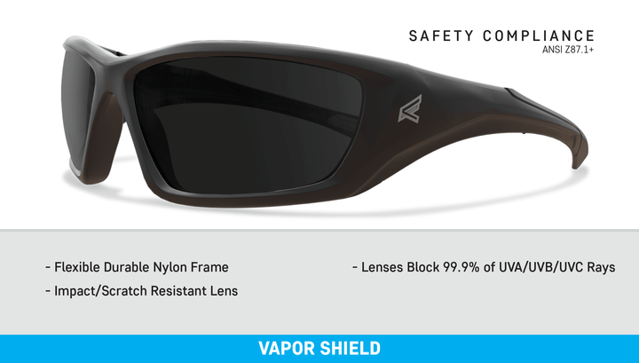 Edge Eyewear Robson XR416VS Black Frame, Smoke Vapor Shield Lens Safety Glasses