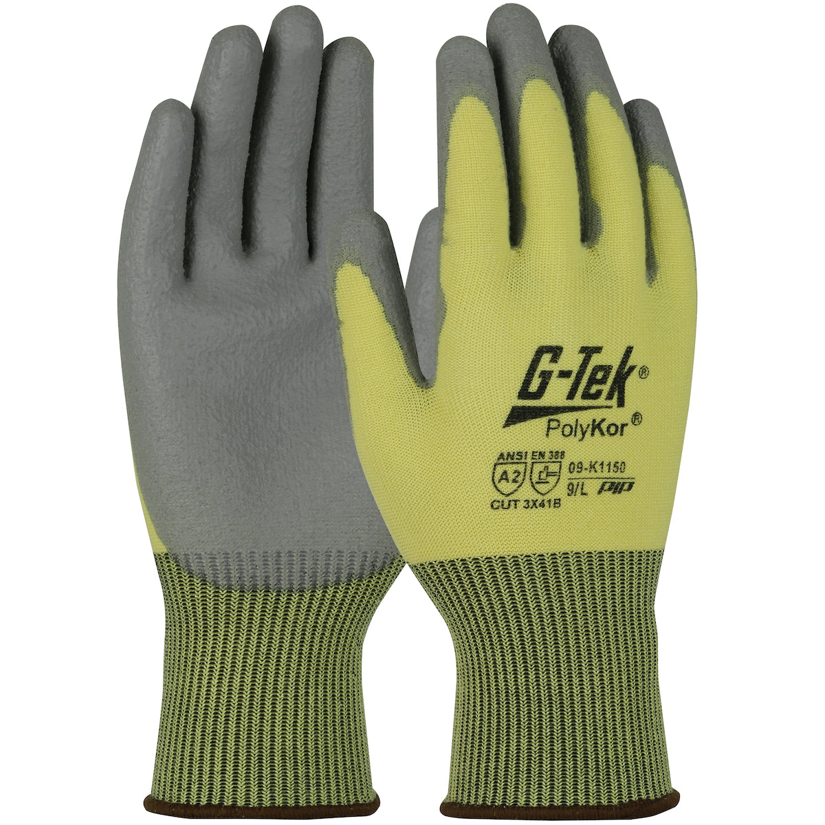PIP 09-K1150 G-Tek Seamless Knit PolyKor Blended with Polyurethane Coated Flat Grip Safety Glove (One Dozen)