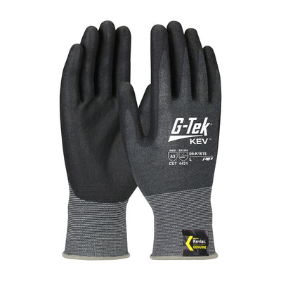 PIP 09-K1618 G-Tek KEV Seamless Knit Kevlar Blended Glove with Nitrile Coated Foam Grip on Palm and Fingers (One Dozen)