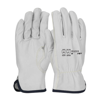 PIP 09-LC418 Premium Grade Top Grain Goatskin Leather Drivers with Aramid Blend Lining Keystone Thumb Safety Glove (One Dozen)