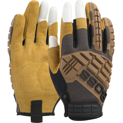 Boss 120-MF1360T Premium Pigskin Padded Leather Palm with Mesh Fabric Back and TPR Impact Protection (One Dozen)