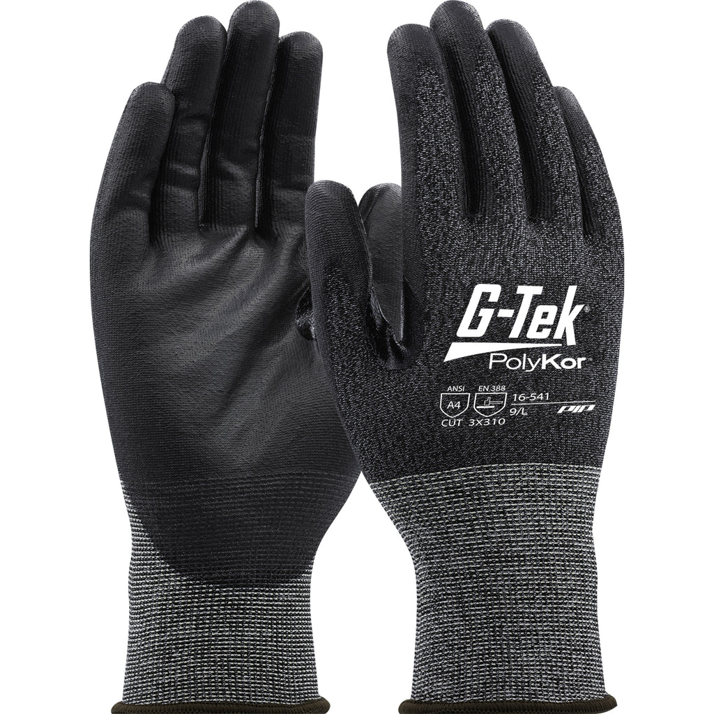 G-Tek PolyKor 16-541 21 Gauge Seamless Knit Polyurethane Coated Flat Grip Glove (One Dozen)