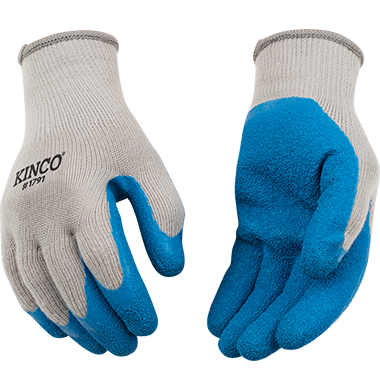 Kinco 1791 Gray 10-Gauge Polyester Knit Shell Crinkle Latex Coated Palm Polyester and Elastic Knit Wrist (6 Pair)