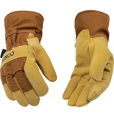 Kinco 1958 HydroFlector Heavy Duck Canvas Fabric Back Lined Suede Pigskin Waterproof Thermal Insulation Gloves (3 Pair) - image 1