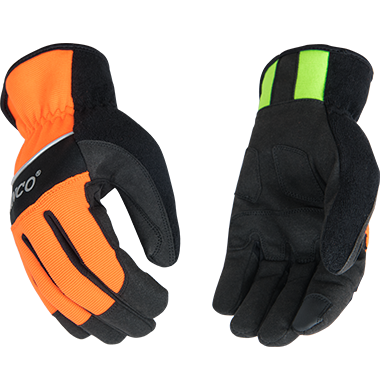 Kinco 2012HV Hi-Vis Polyester-Spandex Fabric Back Safety Pro Touch-Screen Compatible Driver Gloves (3 Pair)