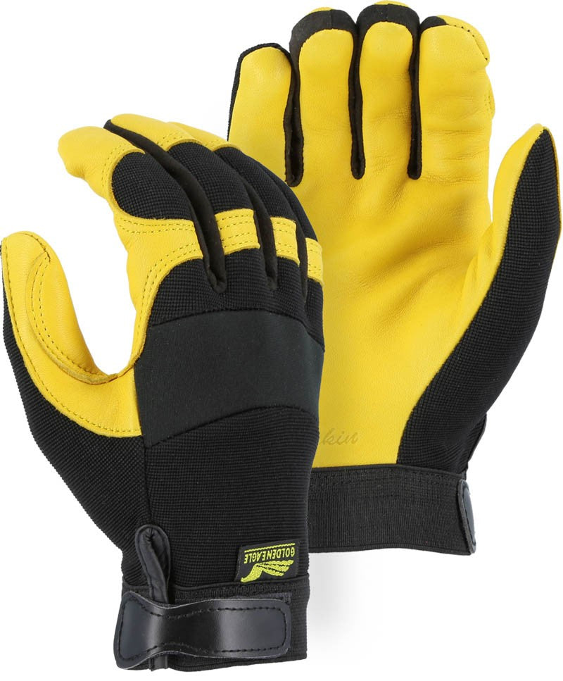 Majestic 2150 Golden Eagle with Deerskin Palm and Stretch Knit Back Mechanics Glove (One Dozen)