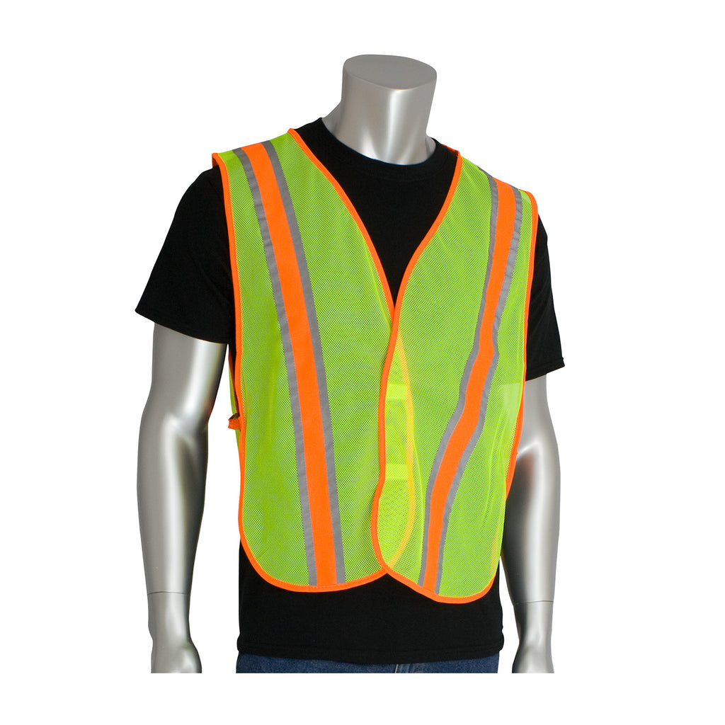 PIP 300-0900 Non-ANSI Two-Tone Breathable Polyester Mesh Fabric Safety Vest (One Dozen)