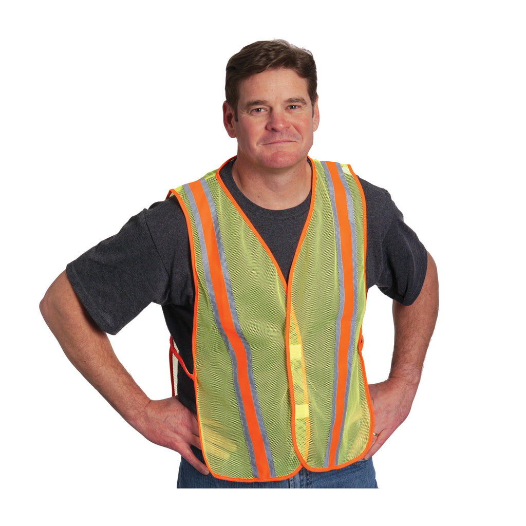 PIP 300-0900 Non-ANSI Two-Tone Breathable Polyester Mesh Fabric Safety Vest (One Dozen)