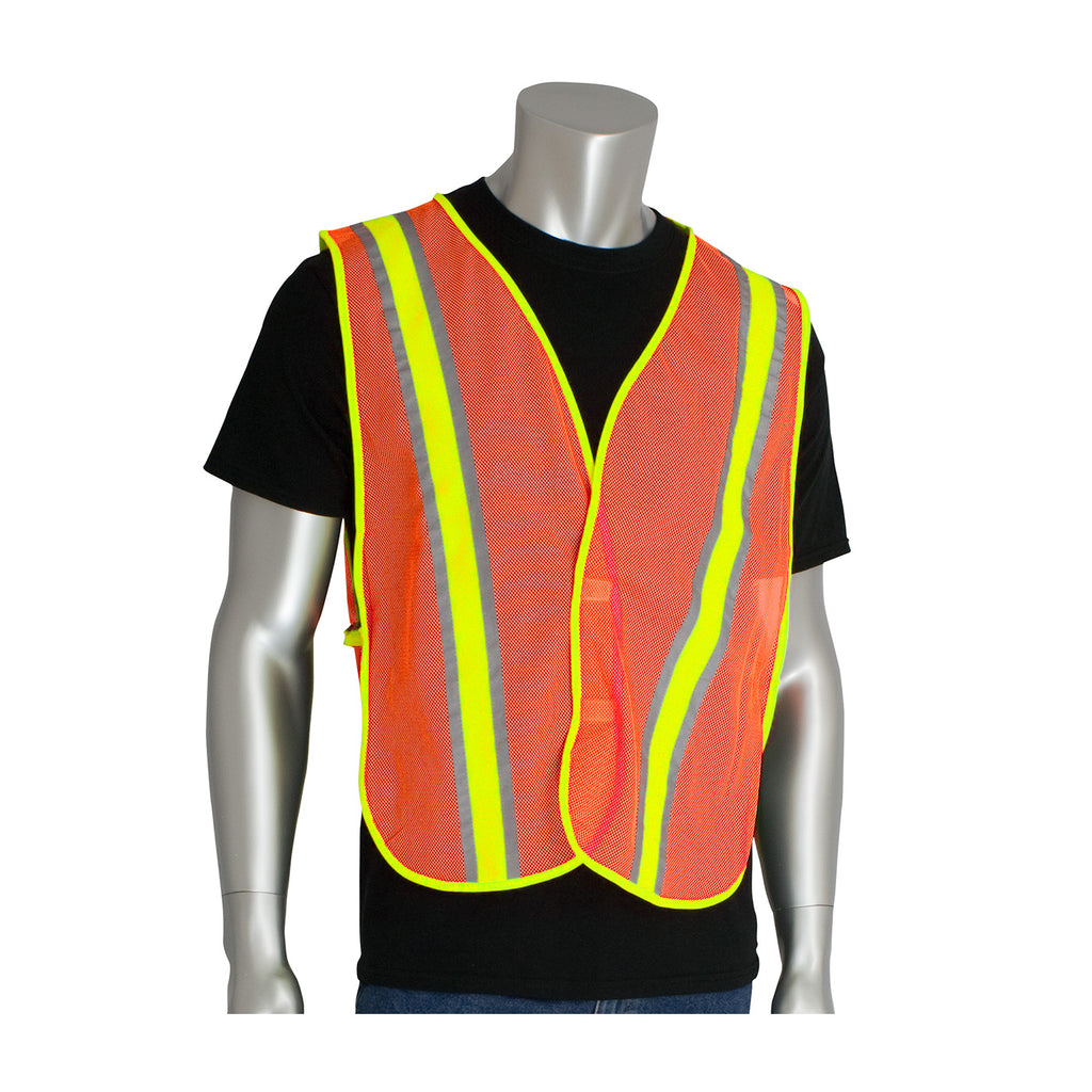 PIP 300-0900 Non-ANSI Two-Tone Breathable Polyester Mesh Fabric Safety Vest (One Dozen)