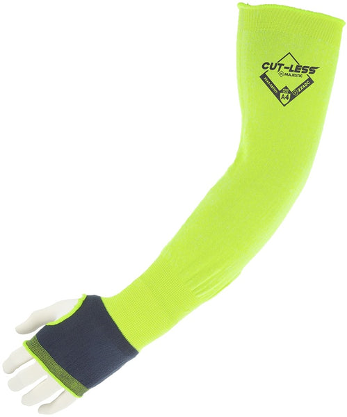 Majestic 3142-14THY Tapered 14 in High Visibility Cut Resistant Sleeves made with KorPlex with Thumb Hole (Pack of 24)