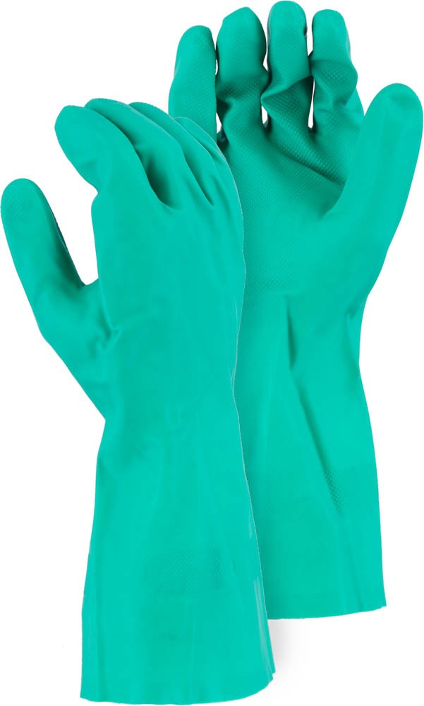 Majestic 3245 15 MIL Nitrile 12" Flock Lined Glove with Diamond Grip Pattern (One Dozen)