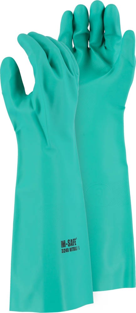 Majestic 3249 22 MIL Unlined Nitrile 18" Glove with Diamond Grip Pattern (One Dozen)