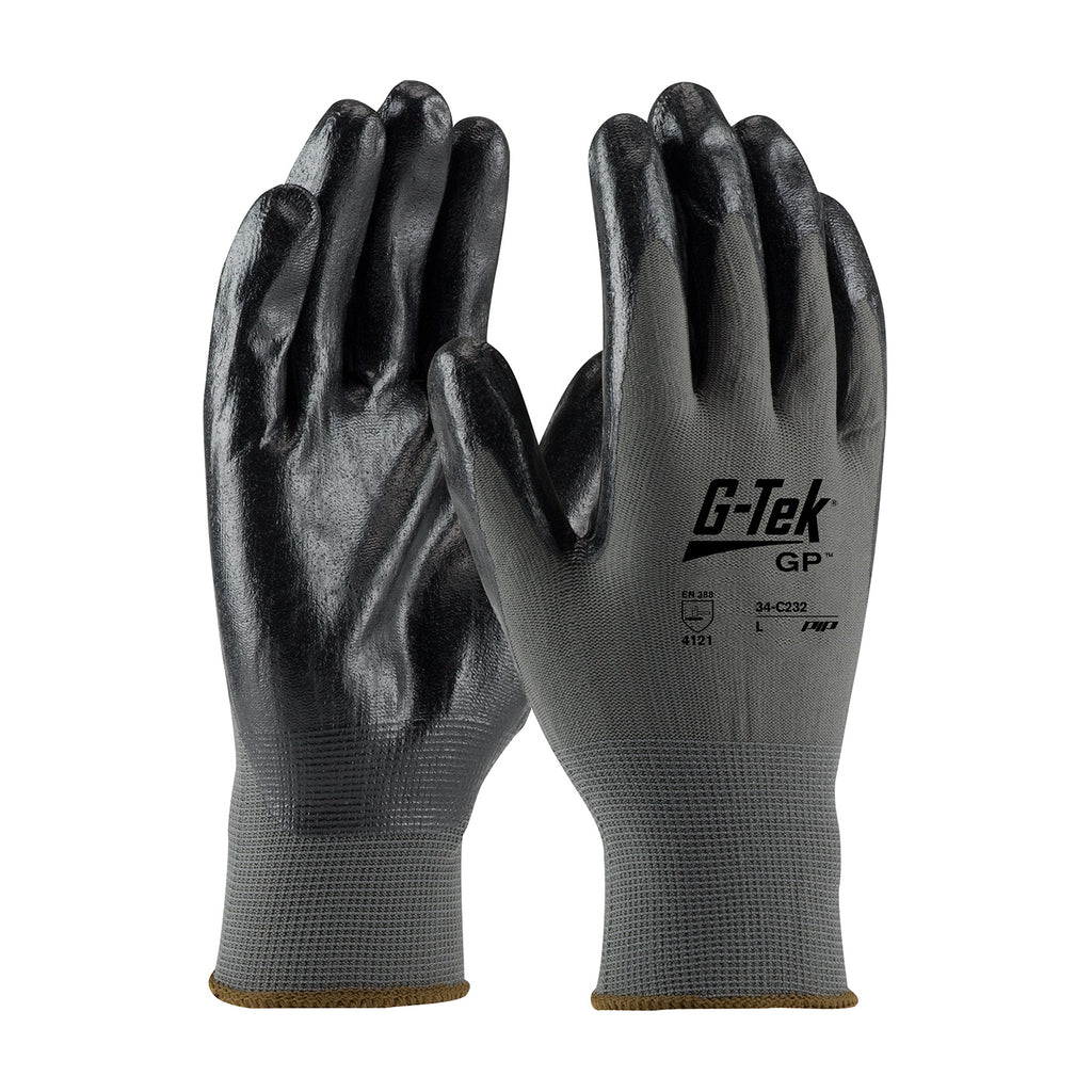 PIP 34-C232 G-Tek GP Seamless Knit Nylon with Nitrile Coated Foam Grip Economy Grade Safety Glove (One Dozen)