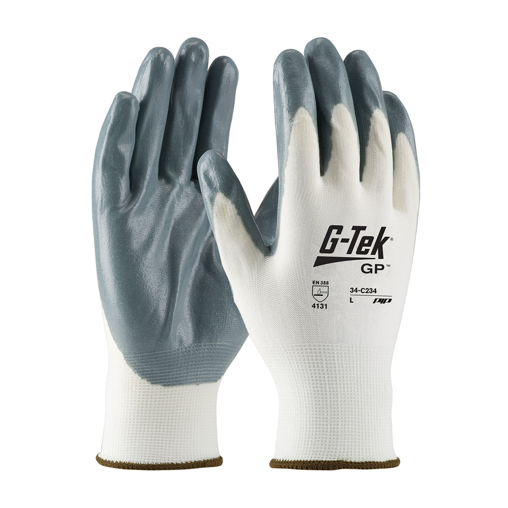 PIP 34-C234 G-Tek Seamless Knit Nylon with Nitrile Coated Foam Grip Economy Grade Safety Glove (One Dozen)