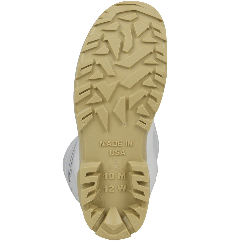 showing the outsole of an American made steel toe boot