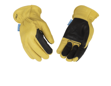 Kinco 387P HydroFlector Golden aquaHIDE Water-Resistant Full-Palm Reinforcement Patch Leather Hem Wing Thumb Design Glove (3 Pair)