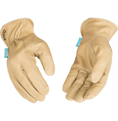 Kinco 398P HydroFlector Tan Premium aquaHIDE Water-Resistant Full Grain Cowhide Leather Hem Keystone Thumb Glove (3 Pair)