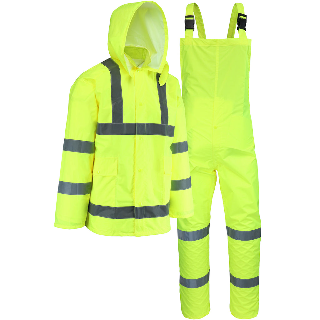 West Chester WW4033P Hi Vis Rain Bibs Lime Green Class 3 (Pack of 1)