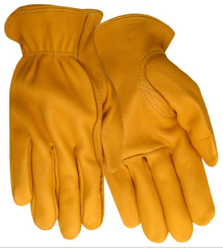 Red Steer 5505 Grain Deerskin HeatSaver Thermal Lined Keystone Thumb Self Hemmed Premium Grade Driver Glove Mens (One Dozen)