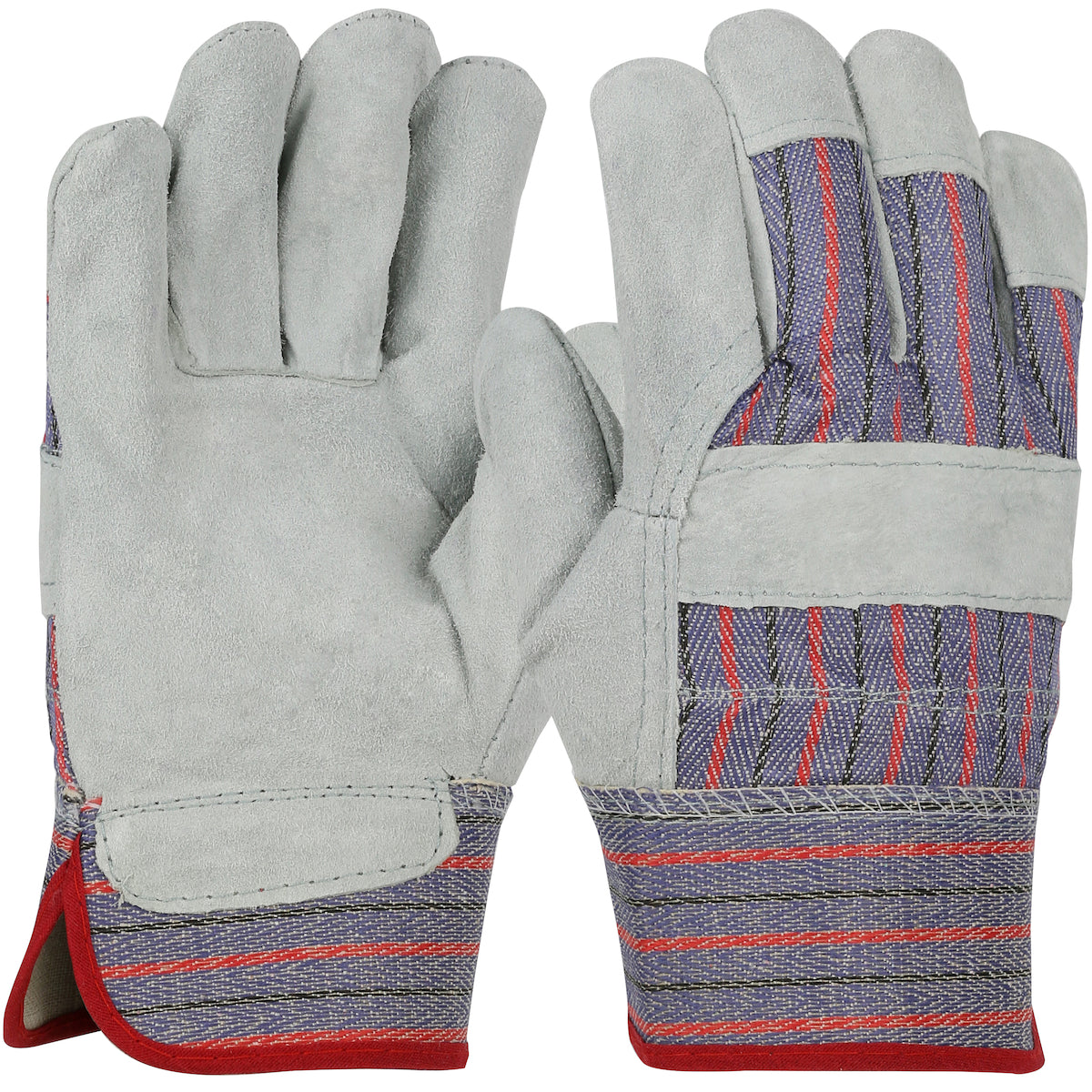 PIP 558L Economy Grade Split Cowhide Leather Palm Glove with Fabric Back - Rubberized Safety Cuff - Ladies (One Dozen)