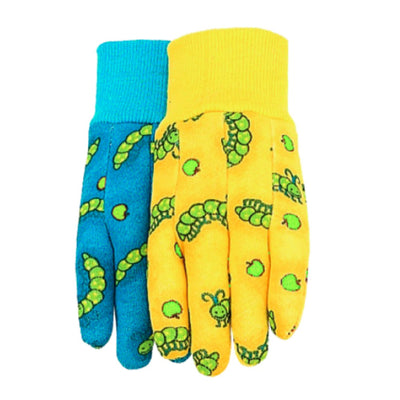 Midwest 575K Caterpillar Print Cotton Jersey Gloves, Knit Cuff Kids Gloves (One Dozen)