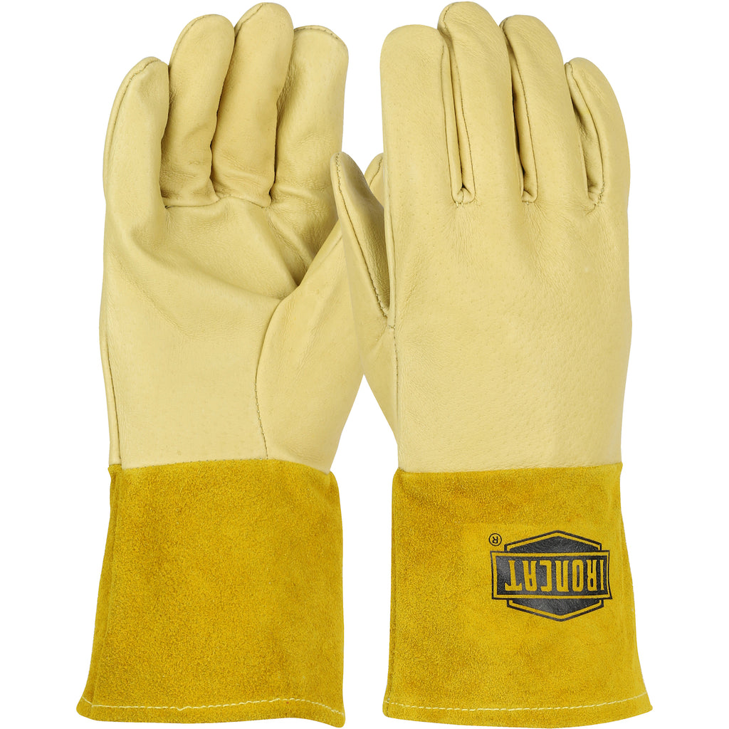 West Chester 6021 Iron Cat Premium Top Grain Pigskin Leather Mig with Kevlar Stitching Split Leather Gauntlet Cuff  Welder's Glove(One Dozen)