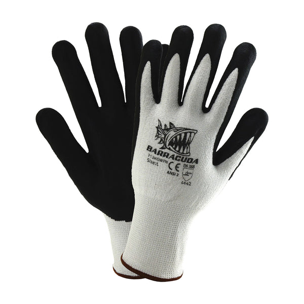 West Chester 713HGWFN Barracuda White HPPE Shell w/ Black Foam Nitrile Dip Gloves (One Dozen) West Chester 713HGWFN Barracuda White HPPE Shell w/ Black Foam Nitrile Dip Gloves (One Dozen)