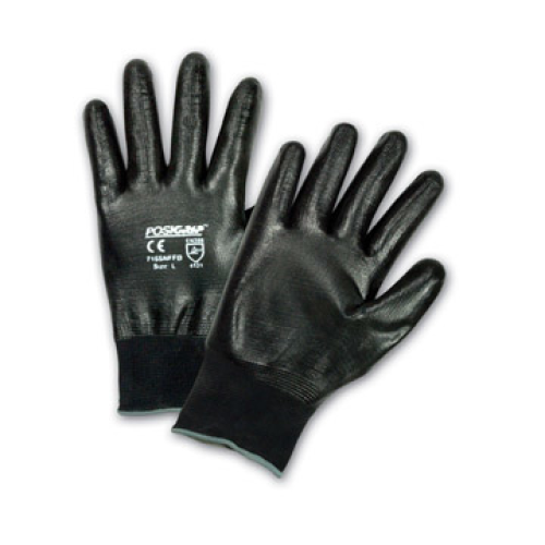 West Chester 715SNFFB PosiGrip Black Flat Nitrile Full Dip Gloves (One Dozen)