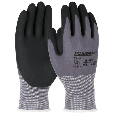 West Chester 715SNFTP PosiGrip Black Microfoam Nitrile Palm Dip on Gray Nylon Shell Gloves (One Dozen)