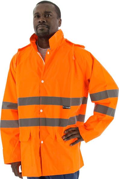 Majestic 75-1352 High Visibility Polyester Waterproof Rain Jacket, Ansi 3, R